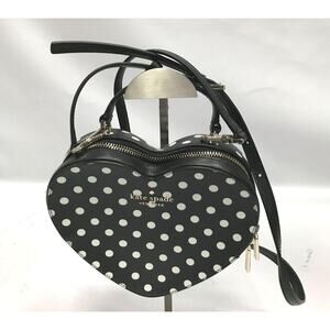 Kate Spade New York Love Shack Heart Crossbody Women’s EUC Black and White Dot